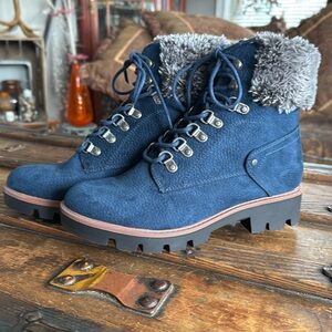 Blue Sued Cliff Boots